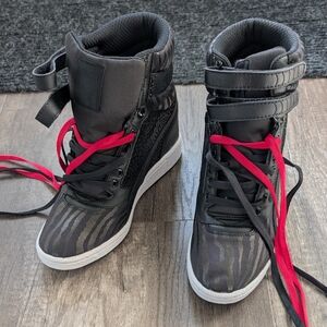 Puma Black and Red Wedge Sneakers